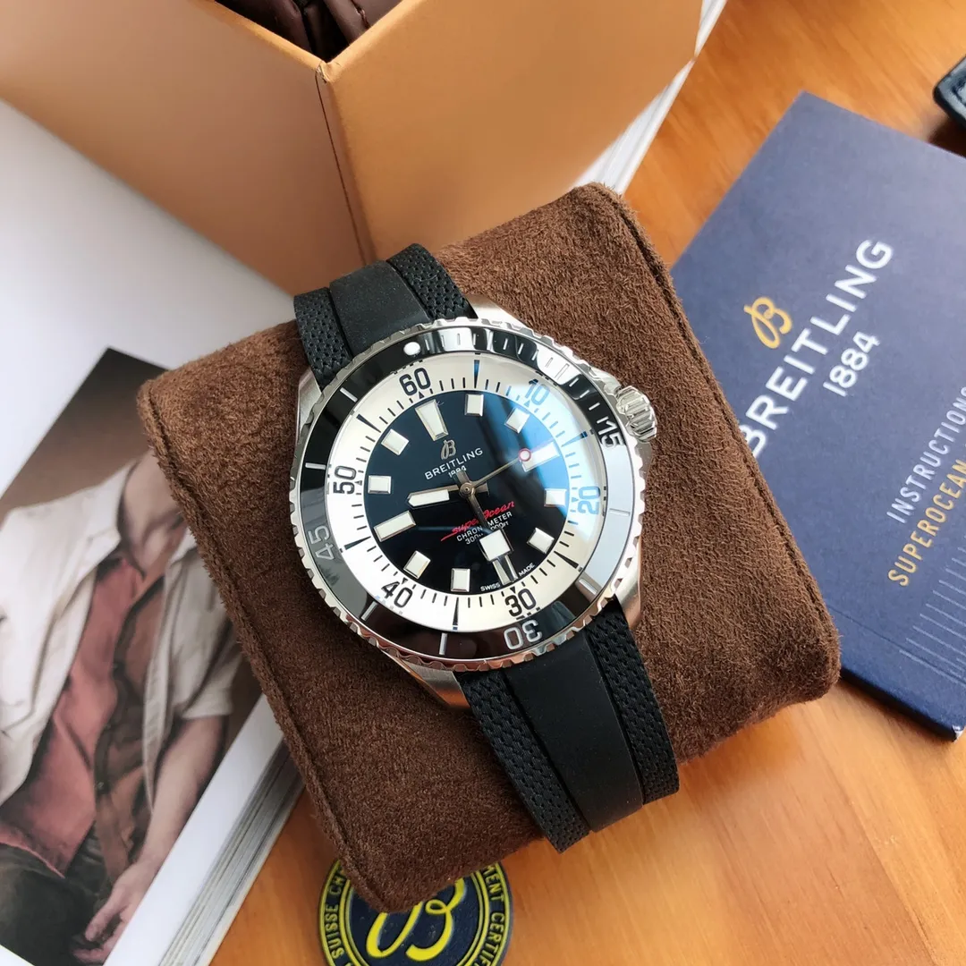 BLS Factory Breitling Superocean Automatic Black Dial Silver Bezel Men’s Diver Watch - 图片 2