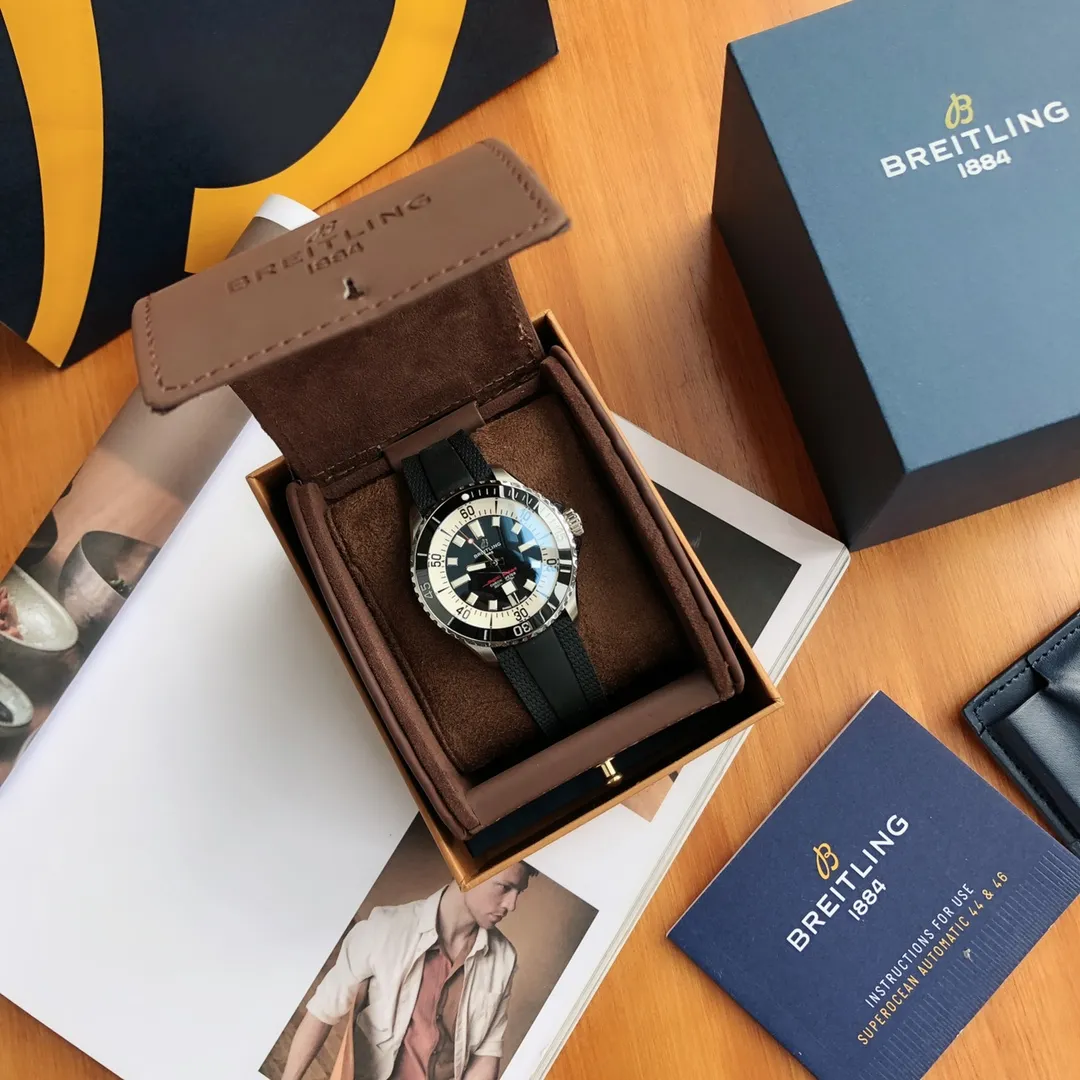 BLS Factory Breitling Superocean Automatic Black Dial Silver Bezel Men’s Diver Watch - 图片 4