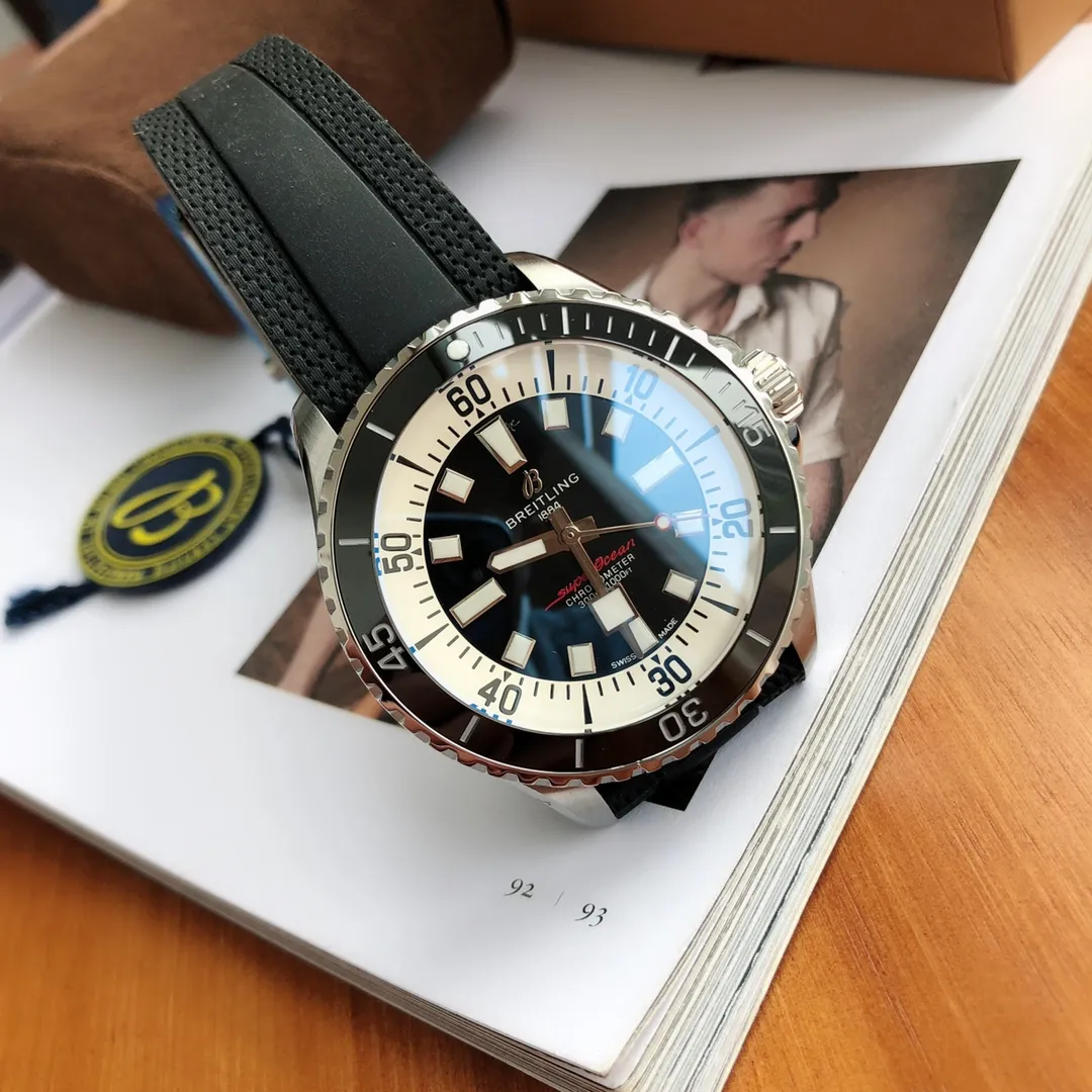 BLS Factory Breitling Superocean Automatic Black Dial Silver Bezel Men’s Diver Watch - 图片 5