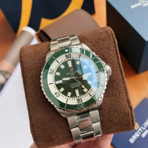 BLS Factory Breitling Superocean Automatic Green Dial Stainless Steel Bezel Men’s Diver Watch