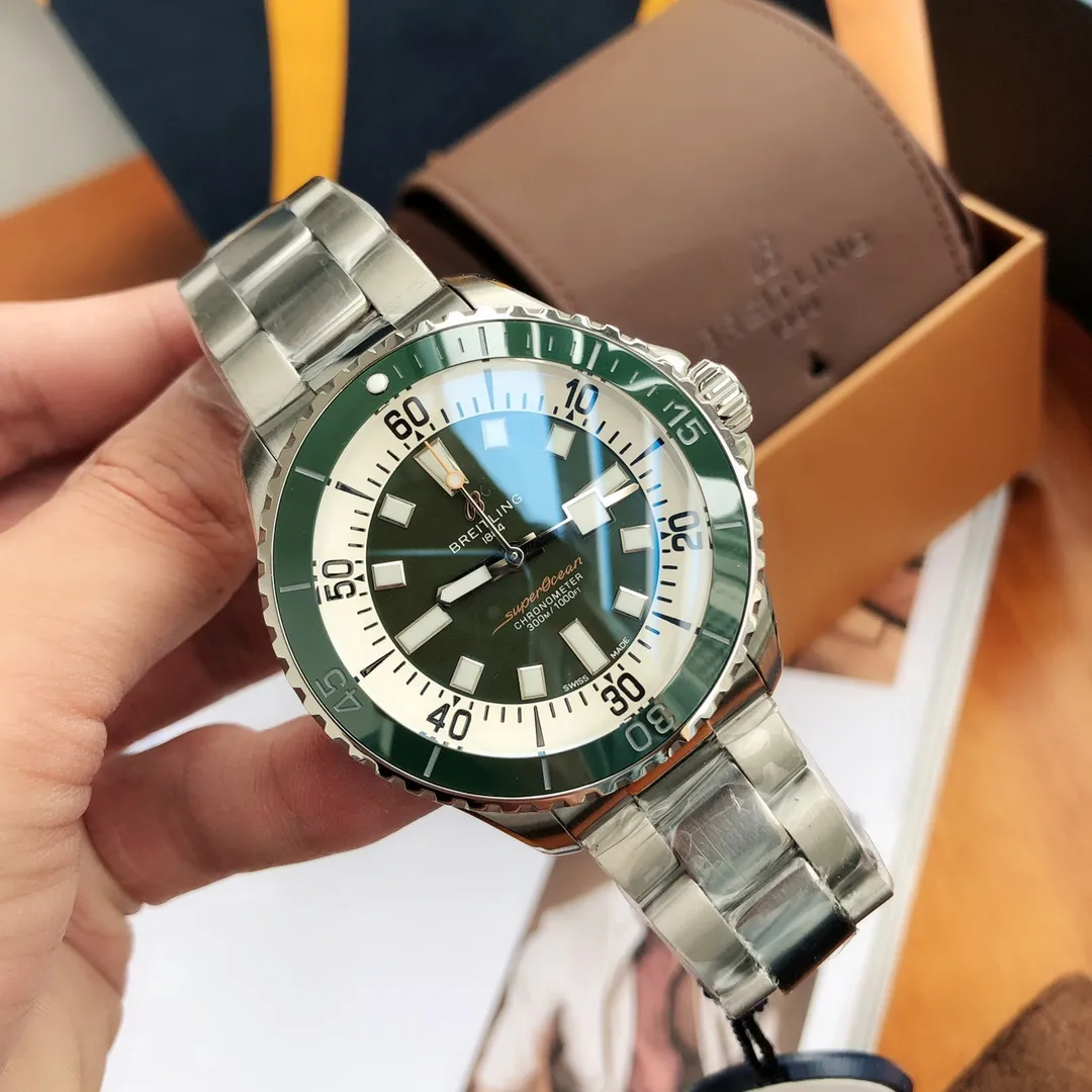 BLS Factory Breitling Superocean Automatic Green Dial Stainless Steel Bezel Men’s Diver Watch - 图片 3