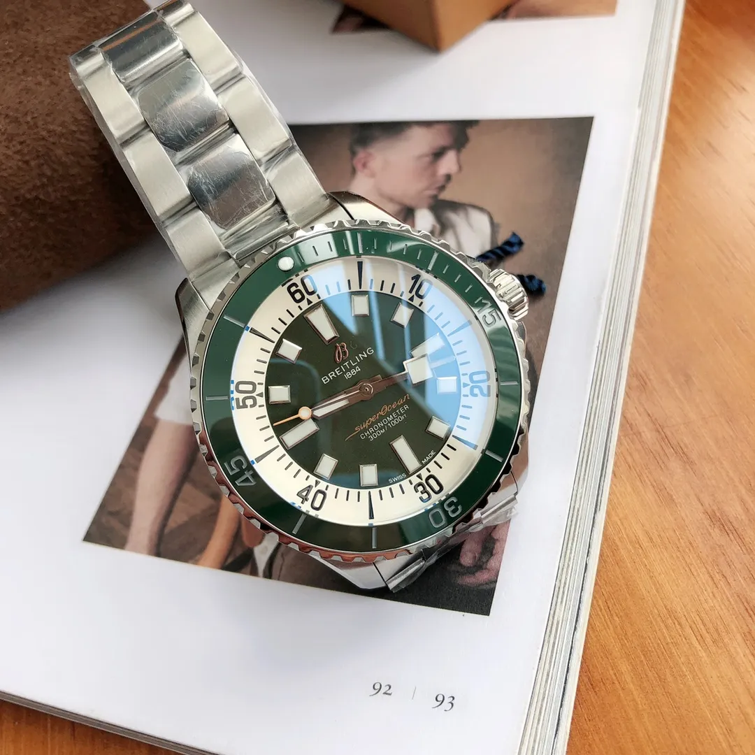 BLS Factory Breitling Superocean Automatic Green Dial Stainless Steel Bezel Men’s Diver Watch - 图片 5