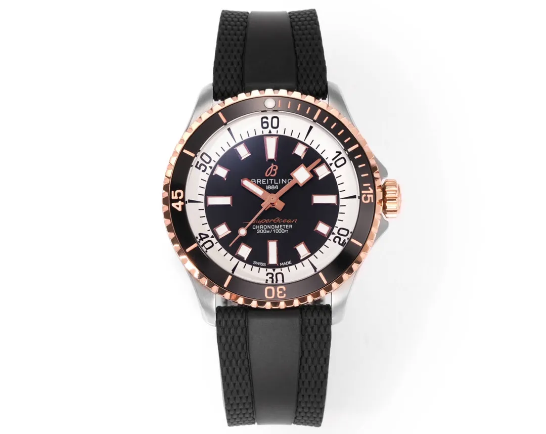 BLS Factory Breitling Superocean Automatic Men’s Dive Watch – Black Dial with White Markers