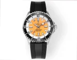 BLS Factory Breitling SuperOcean Automatic Orange Dial Black Rubber Strap Men’s Dive Watch