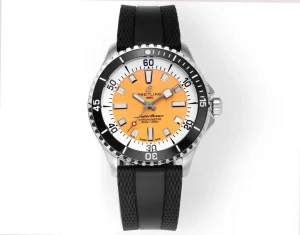 BLS Factory Breitling SuperOcean Automatic Orange Dial Black Rubber Strap Men’s Dive Watch