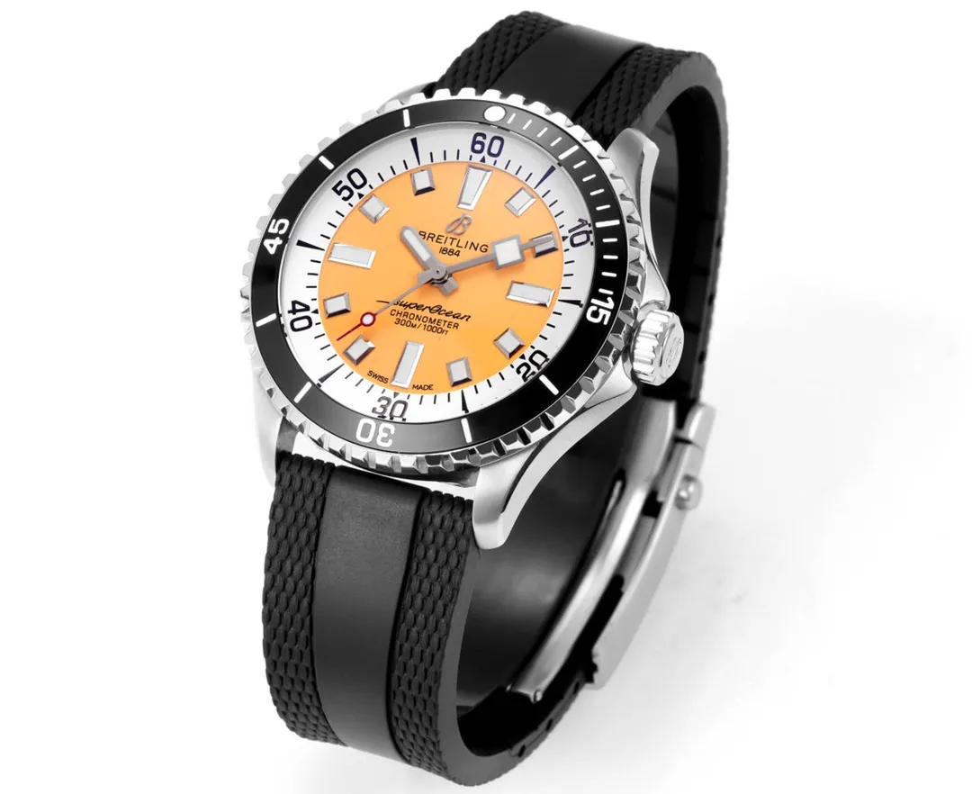 BLS Factory Breitling SuperOcean Automatic Orange Dial Black Rubber Strap Men’s Dive Watch - 图片 2