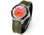 BLS Factory Breitling Superocean Automatic Orange Dial Green Rubber Strap Men’s Diver Watch