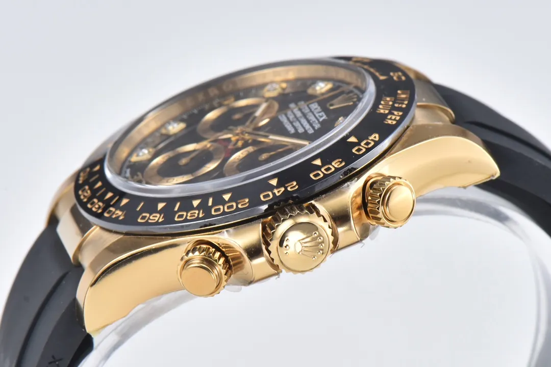 BT Factory Rolex Daytona 116518 Gold Black Enamel Dial with Moissanite Stones – Premium VSF Watches Collection - 图片 4