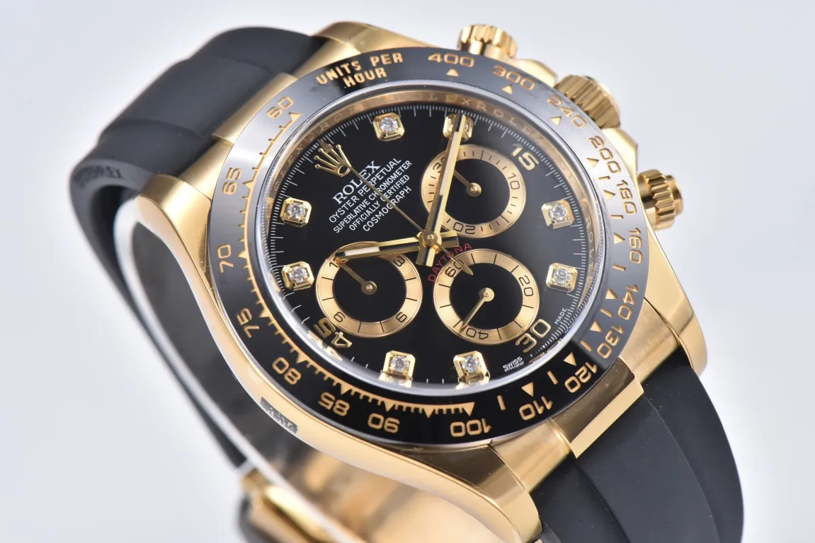 BT Factory Rolex Daytona 116518 Gold Black Enamel Dial with Moissanite Stones – Premium VSF Watches Collection - 图片 5