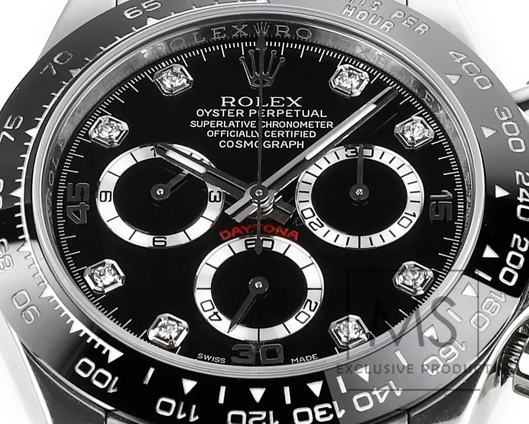BT Factory Rolex Daytona Black Diamond-Set Dial Chronograph Watch with Black Rubber Strap and Stainless Steel Case - 图片 6