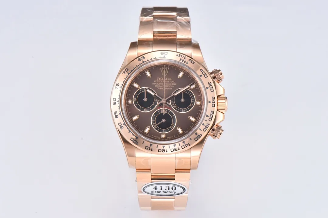 BT Factory Rolex Daytona Clean Factory 116505 Rose Gold Daytona – Brown Dial, Three-Piece Strap Chronograph by VSF Watches