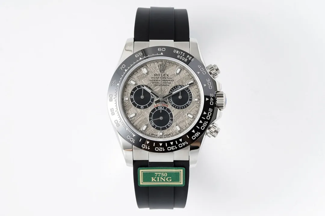 BT Factory Rolex Daytona Cosmograph Watch – Silver Dial, Black Rubber Strap, Premium VSF Watches Replica Collection