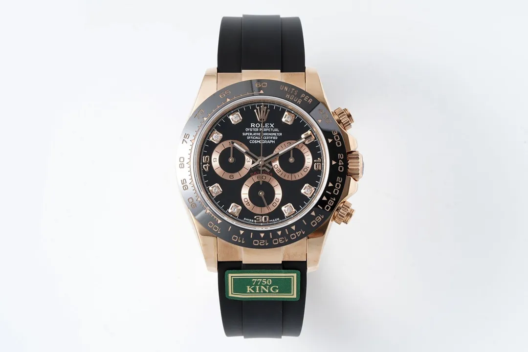 BT Factory Rolex Daytona Rose Gold Black Dial Rubber Strap VSF Luxury Timepiece