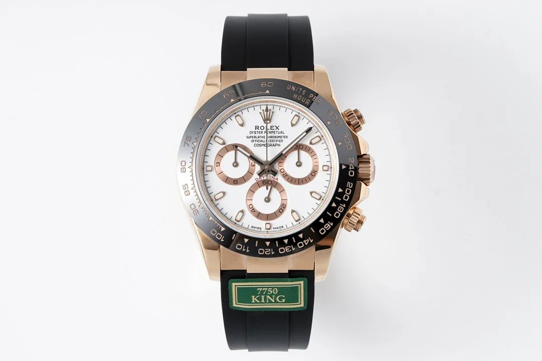 BT Factory Rolex Daytona Rose Gold Black Rubber Strap Chronograph VSF Luxury Watch