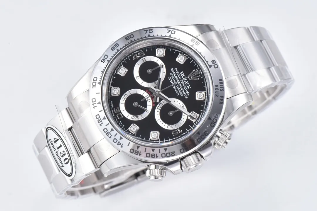 BT Factory Rolex Daytona Watch – Black Enamel Dial with Moissanite Diamonds by VSF Watches Brand - 图片 4