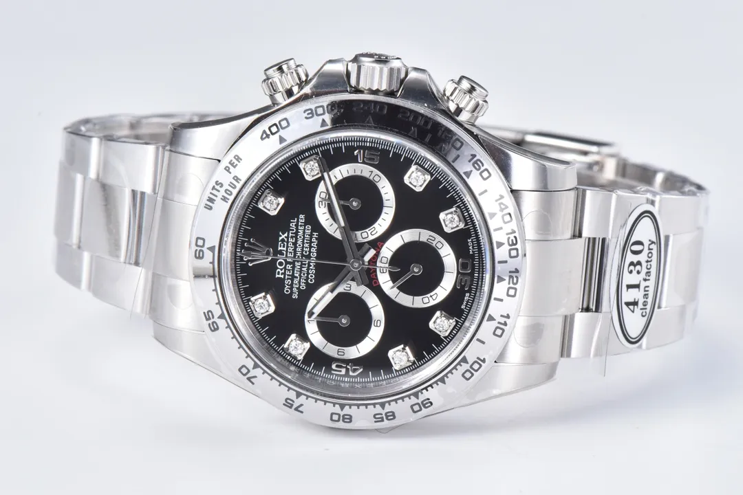BT Factory Rolex Daytona Watch – Black Enamel Dial with Moissanite Diamonds by VSF Watches Brand - 图片 5