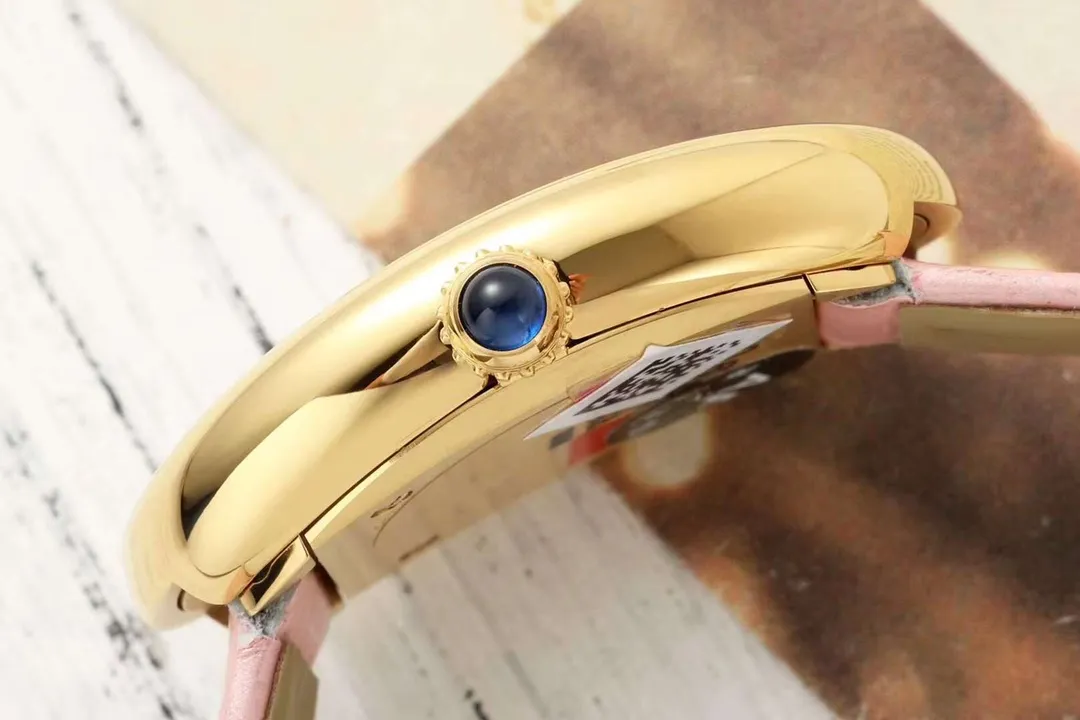 Cartier Baignoire Oval Pink Mother-of-Pearl Dial Yellow Gold Case Pink Leather Strap Women’s Luxury Watch - 图片 5