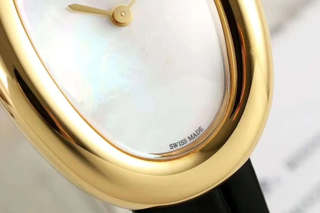 Cartier Baignoire Oval Yellow Gold Case Mother-of-Pearl Dial Black Leather Strap Swiss Made Women’s Luxury Watch - 图片 3