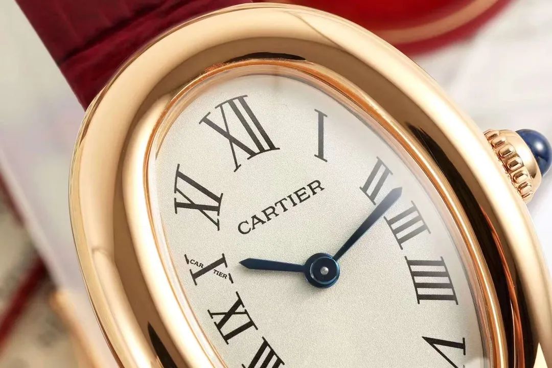 Cartier Baignoire Rose Gold Oval Dial Red Leather Strap Women’s Quartz Watch - 图片 3