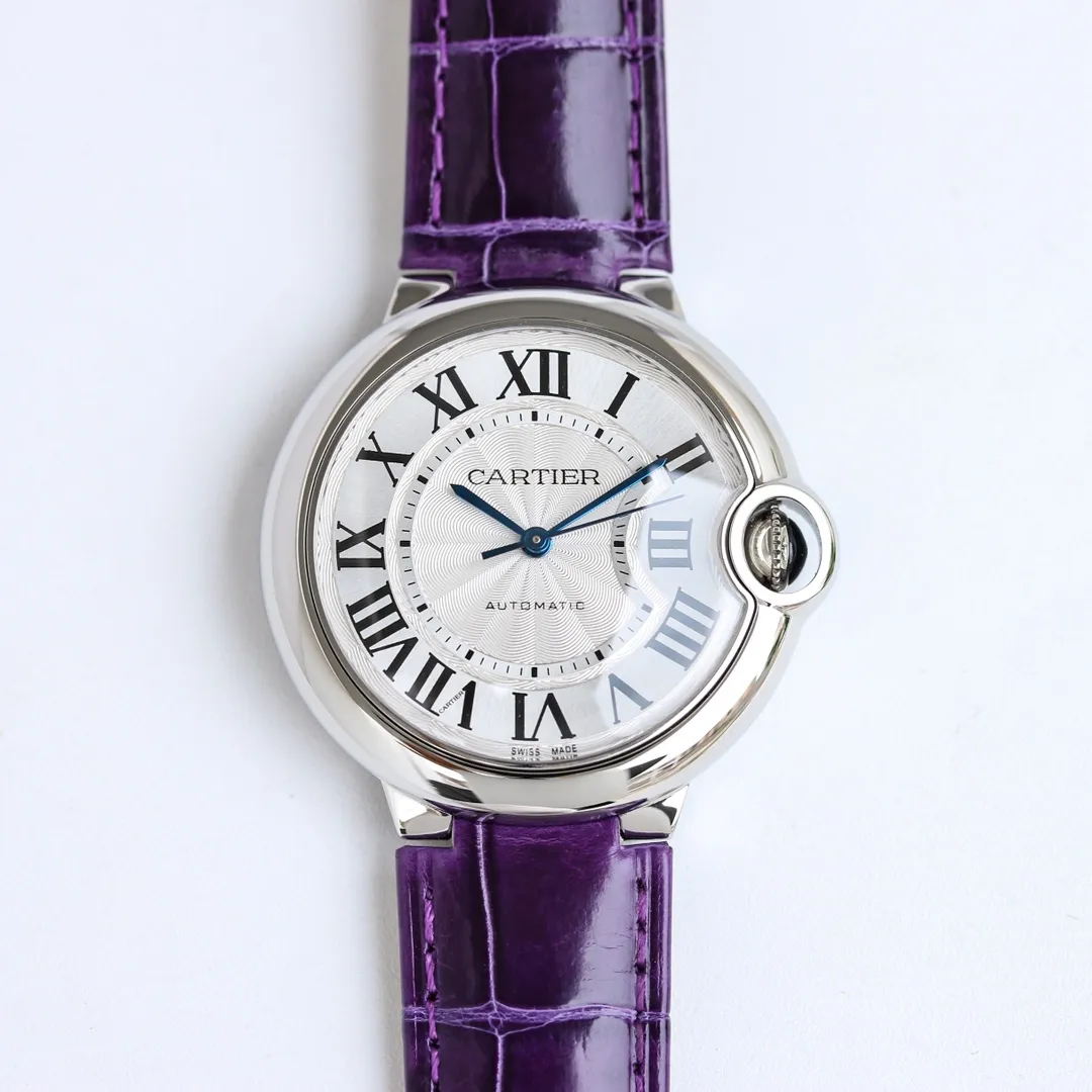 Cartier Ballon Bleu 1450 Purple Leather Replica Watch – Premium Fake Cartier Timepiece
