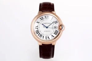 3K Factory Cartier Ballon Bleu 42mm Rose Gold Brown Leather – Top Quality Replica Watch