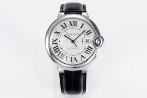 3K Factory Cartier Ballon Bleu 42mm Silver Black Leather – Best Replica Watches