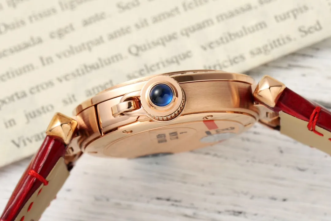 Cartier Ballon Bleu de Cartier Women’s Rose Gold Watch with Diamond Bezel and Red Leather Strap - 图片 7