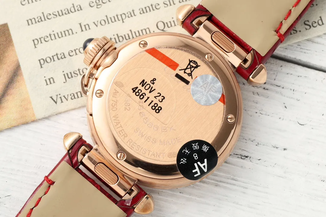 Cartier Ballon Bleu de Cartier Women’s Rose Gold Watch with Diamond Bezel and Red Leather Strap - 图片 8