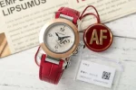Cartier Ballon Bleu de Cartier Women’s Watch – Rose Gold & Steel Case, White Dial, Red Leather Strap, Luxury Automatic Timepiece