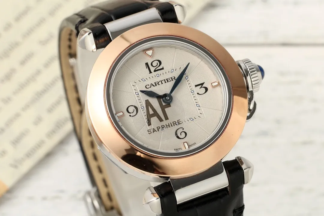 Cartier Pasha AF Edition White Dial Rose Gold and Steel Case Black Leather Strap Automatic Women’s Watch - 图片 2