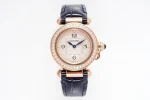 3K Factory Cartier Pasha de Cartier 30mm Rose Gold Blue Leather – Top Quality Replica Watch