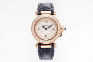3K Factory Cartier Pasha de Cartier 30mm Rose Gold Blue Leather – Top Quality Replica Watch
