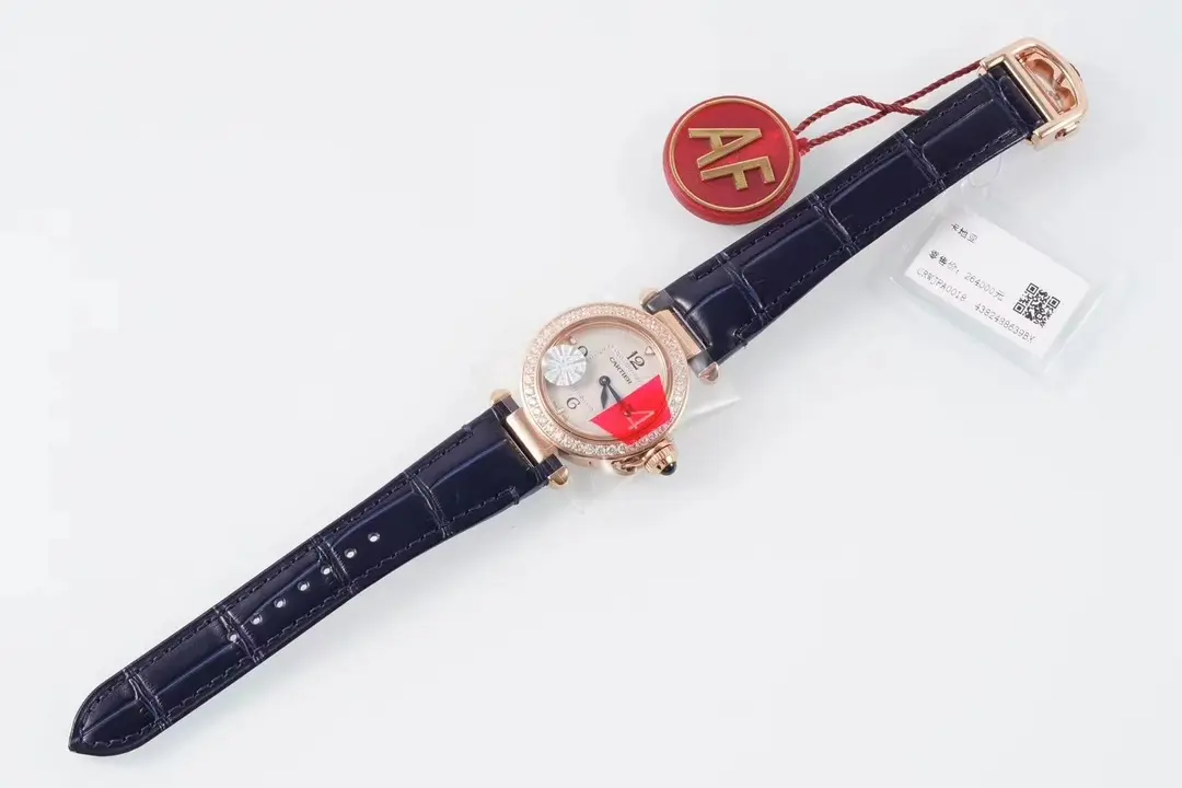 3K Factory Cartier Pasha de Cartier 30mm Rose Gold Blue Leather – Top Quality Replica Watch - 图片 2