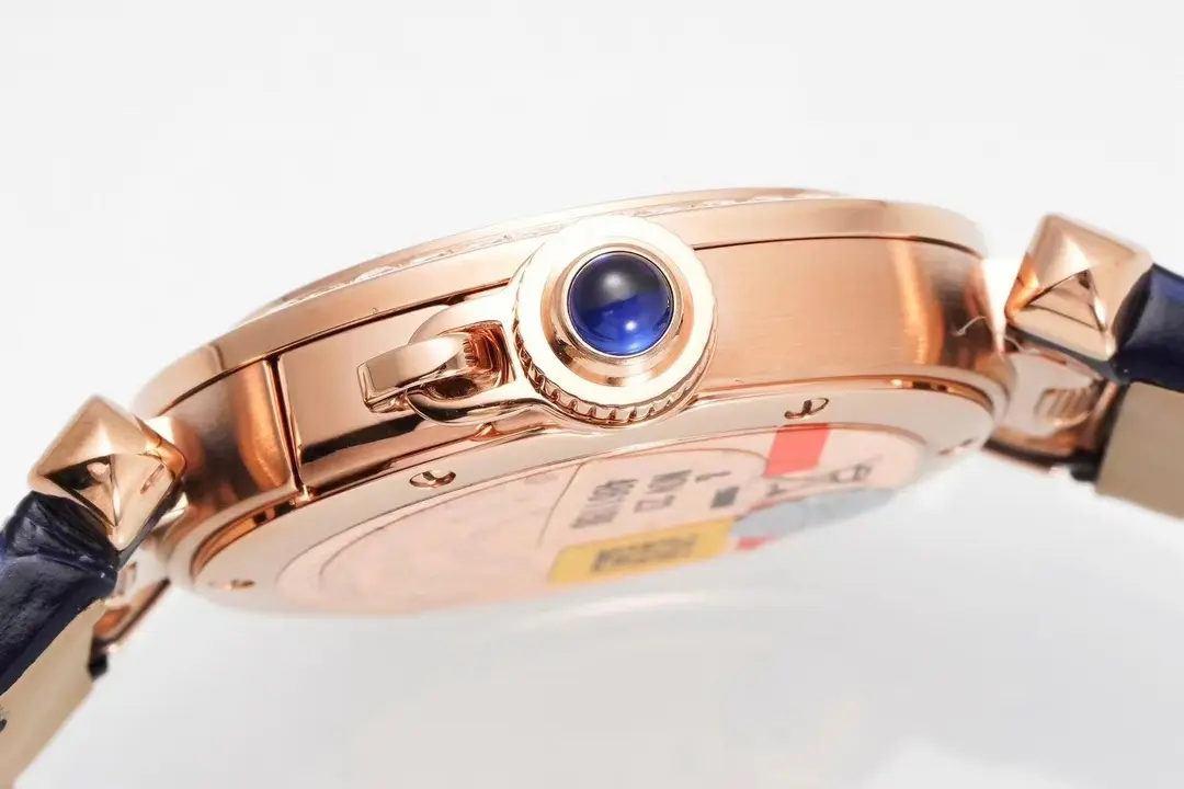 3K Factory Cartier Pasha de Cartier 30mm Rose Gold Blue Leather – Top Quality Replica Watch - 图片 6