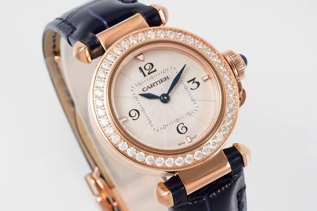 3K Factory Cartier Pasha de Cartier 30mm Rose Gold Blue Leather – Top Quality Replica Watch - 图片 7