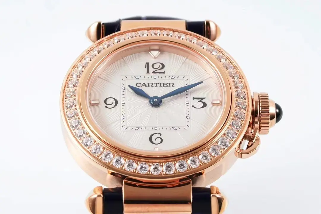 3K Factory Cartier Pasha de Cartier 30mm Rose Gold Blue Leather – Top Quality Replica Watch - 图片 8
