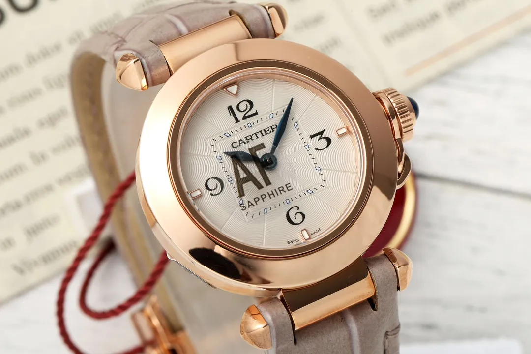 Cartier Pasha de Cartier Women’s Rose Gold Automatic Watch with Gray Alligator Leather Strap and White Dial - 图片 2