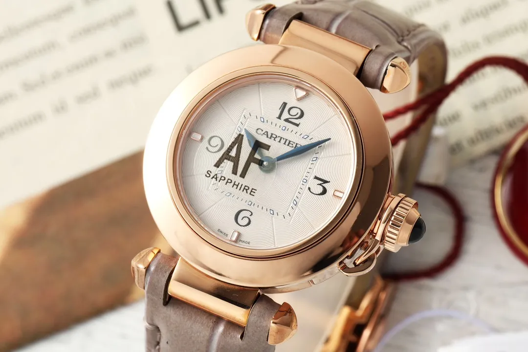 Cartier Pasha de Cartier Women’s Rose Gold Automatic Watch with Gray Alligator Leather Strap and White Dial - 图片 3