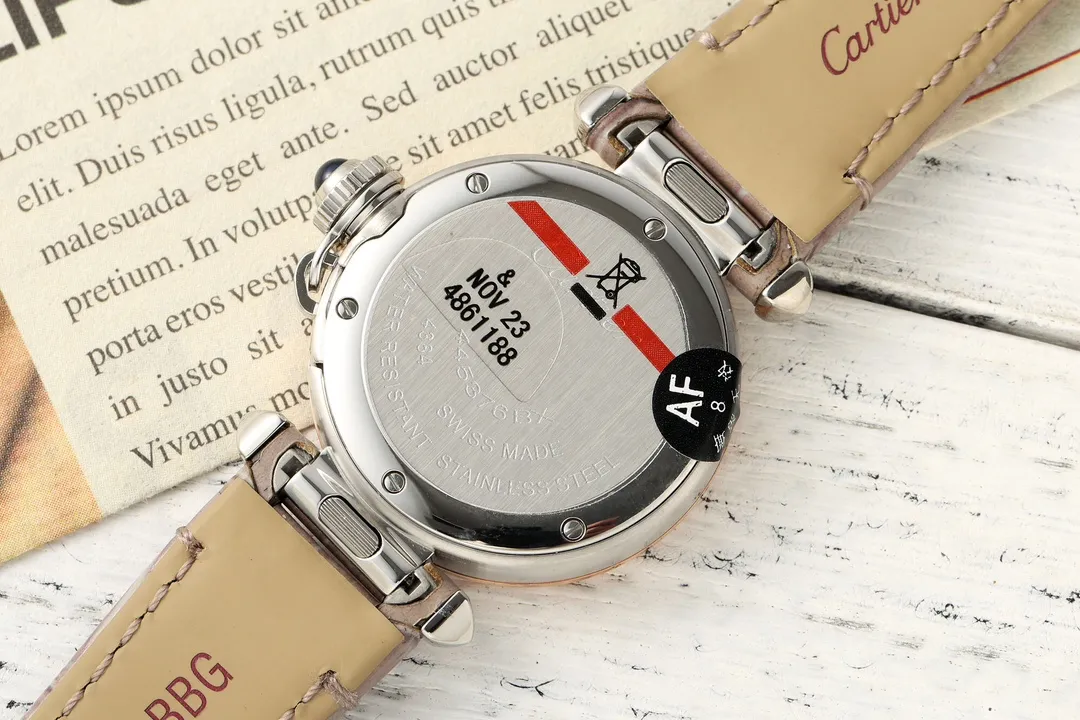 Cartier Pasha de Cartier Women’s Watch in Rose Gold Tone with White Dial, Blue Hands, and Taupe Alligator Leather Strap - 图片 7