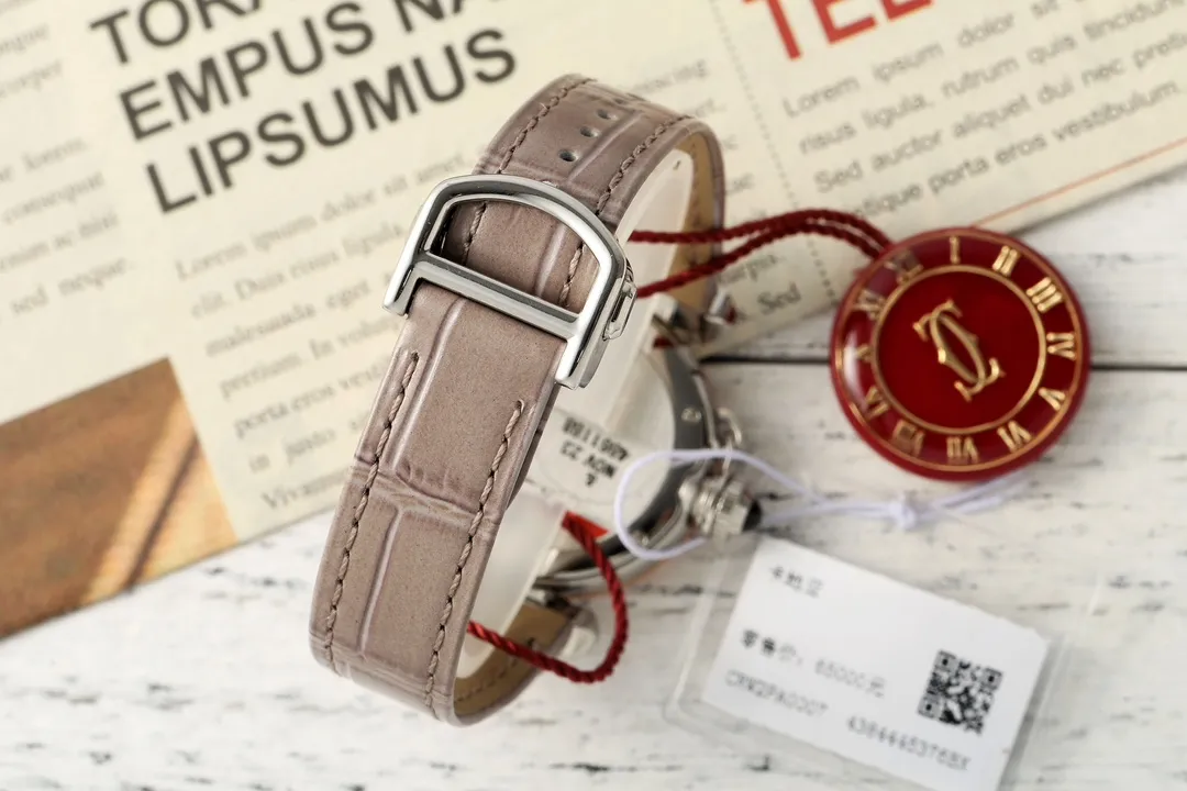 Cartier Pasha de Cartier Women’s Watch in Rose Gold Tone with White Dial, Blue Hands, and Taupe Alligator Leather Strap - 图片 8