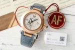 Cartier Santos AF Rose Gold Round Case Blue Leather Strap Women’s Quartz Watch