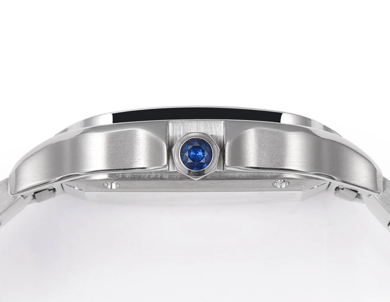Cartier Santos de Cartier Automatic Stainless Steel Watch with White Dial and Blue Hands, M - 图片 4