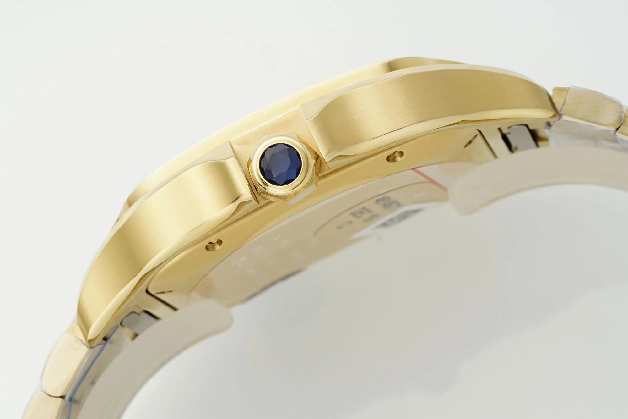 Cartier Santos de Cartier Large Automatic Yellow Gold Watch with White Roman Numeral Dial and Steel Bracelet - 图片 6