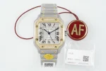 Cartier Santos de Cartier Two-Tone Yellow Gold and Stainless Steel Diamond-Set Automatic Watch with White Dial
