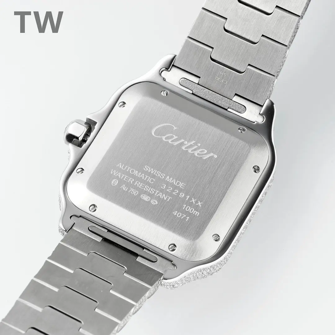 3K Factory Cartier Santos Full Diamond Bezel Silver Watch – Top Replica Watch - 图片 4