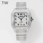 3K Factory Cartier Santos Full Diamond Watch Silver – Best Replica Watches