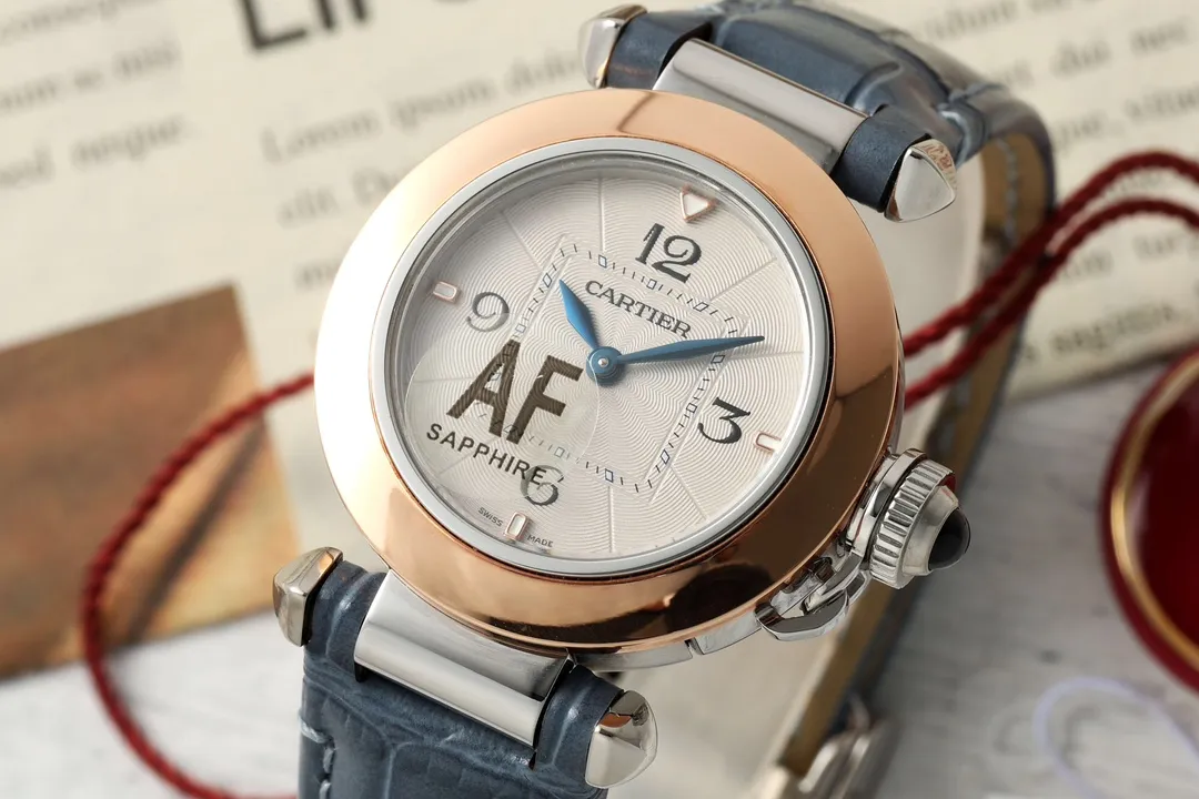 Cartier Tank Fran?aise Rose Gold Case Blue Leather Strap Women’s Luxury Watch - 图片 2