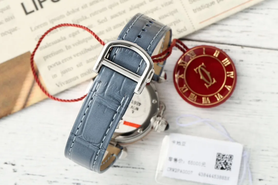 Cartier Tank Fran?aise Rose Gold Case Blue Leather Strap Women’s Luxury Watch - 图片 6