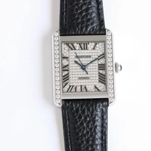 3K Factory Cartier Tank MK3 Automatic Watch Black Leather – Top Replica Watch