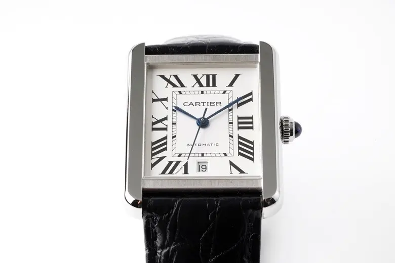 3K Factory Cartier Tank W5200028 Silver Dial Black Leather – Best Replica Watch